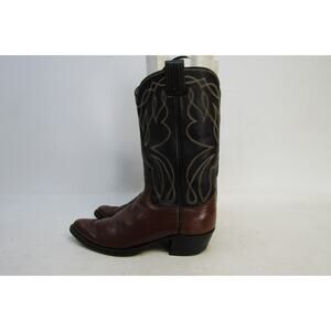 USA Olathe Mens Size 9.5 B Narrow Width Black Brown Leather Cowboy Western Boots